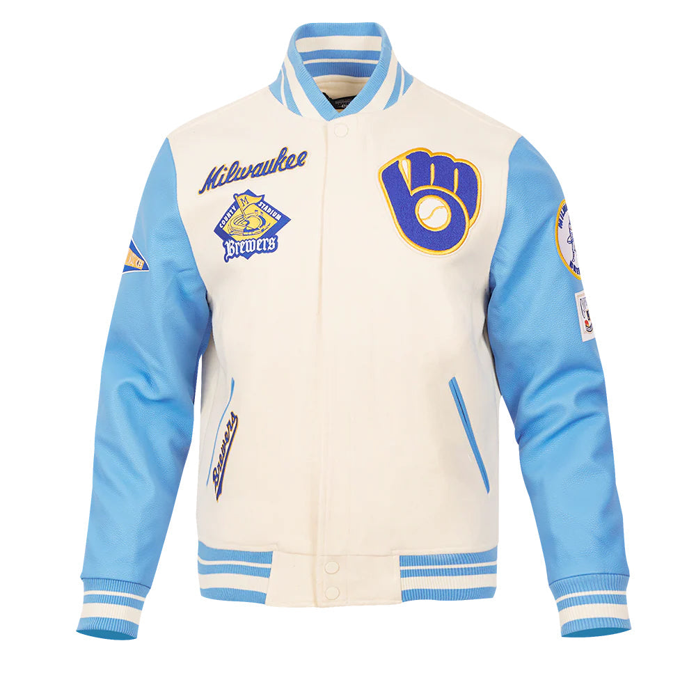 MLB MILWAUKEE BREWERS RETRO CLASSIC MEN'S RIB WOOL VARSITY JACKET