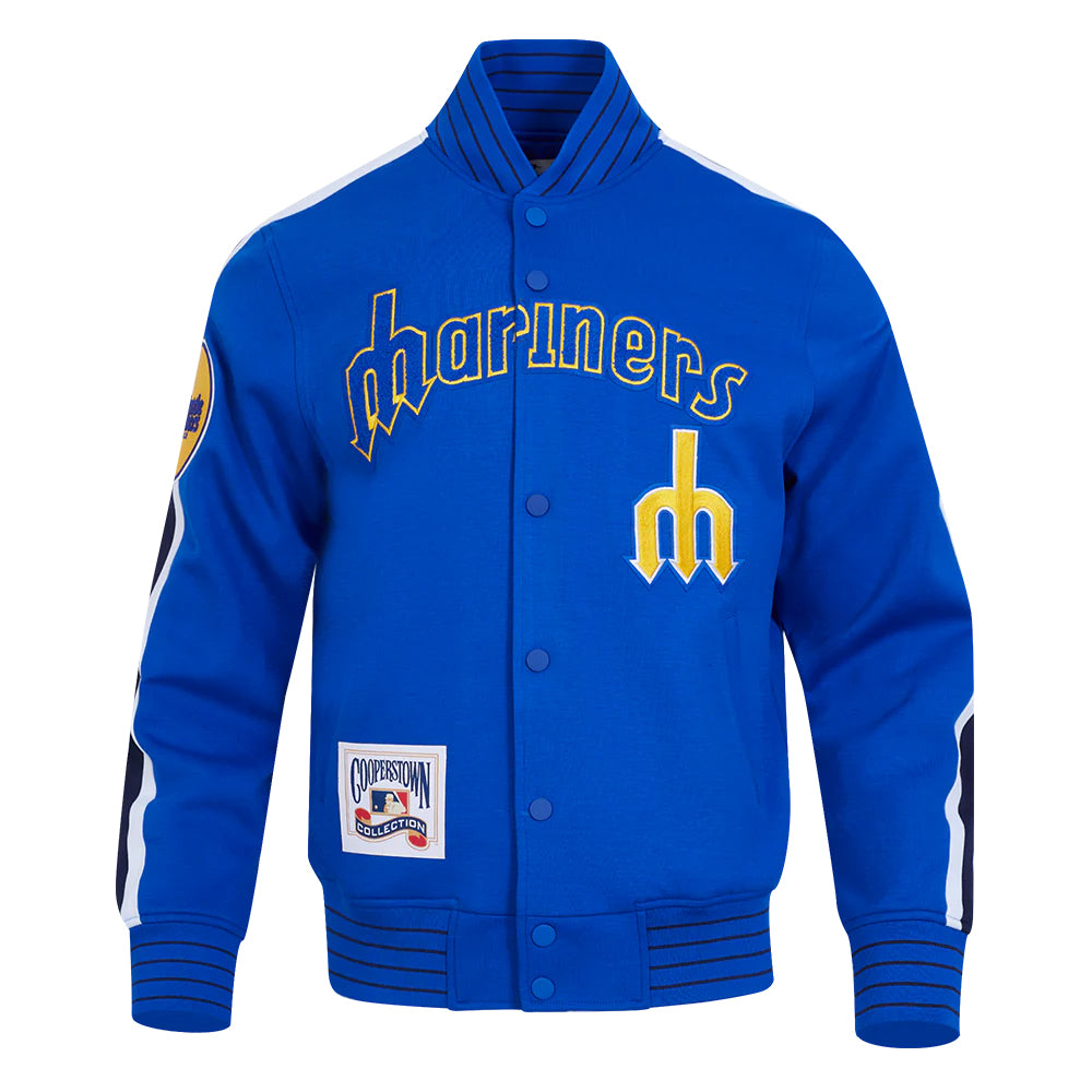 MLB SEATTLE MARINERS COOPERSTOWN LOGO PRO GAME DAY MEN'S DOUBLE KNIT JACKET