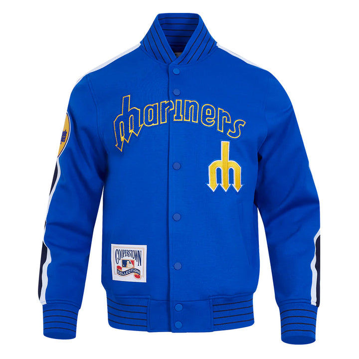 MLB SEATTLE MARINERS COOPERSTOWN LOGO PRO GAME DAY MEN'S DOUBLE KNIT JACKET