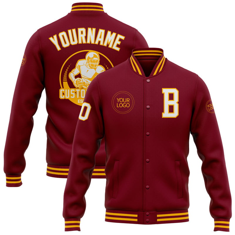 Custom Pink Light Blue White Bomber Full-Snap Varsity Letterman Two Tone Jacket