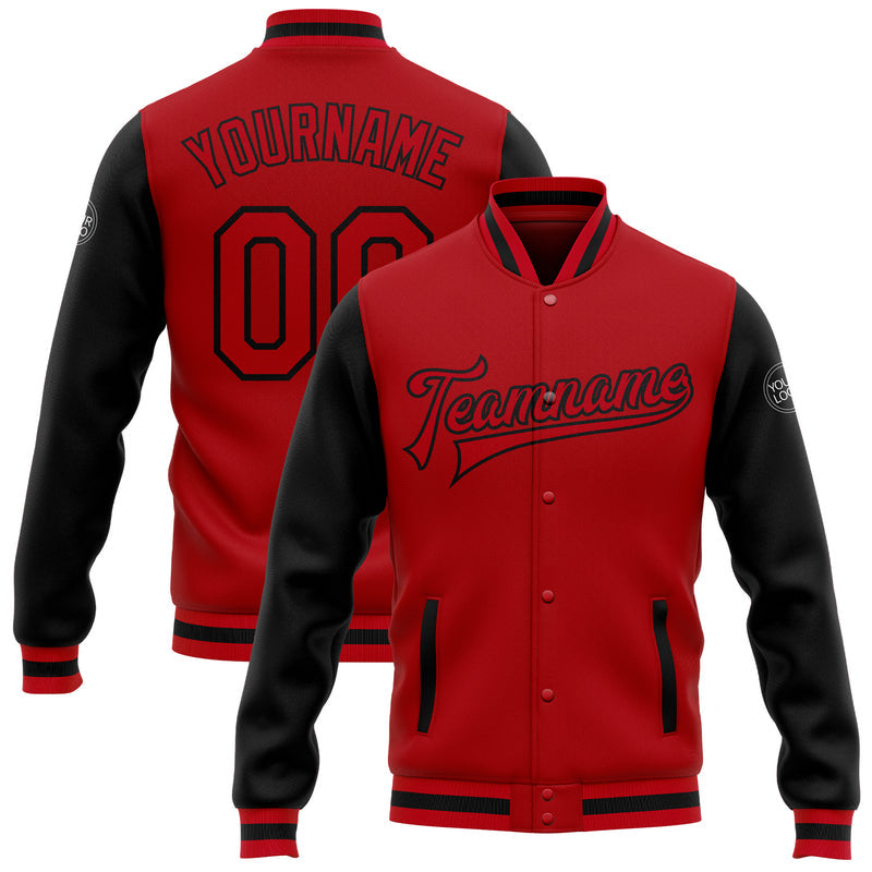 Custom Royal Black-White Bomber Full-Snap Varsity Letterman Two Tone Hoodie Jacket