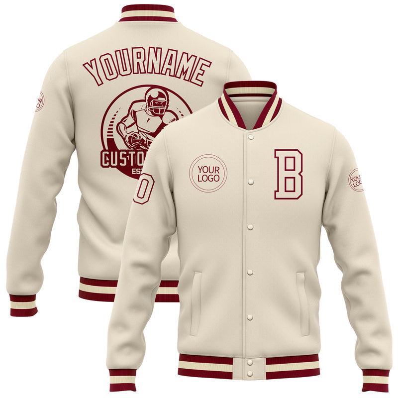 Custom Brown Black-Old Gold Leopard 3D Pattern Design Bomber Full-Snap Varsity Letterman Jacket