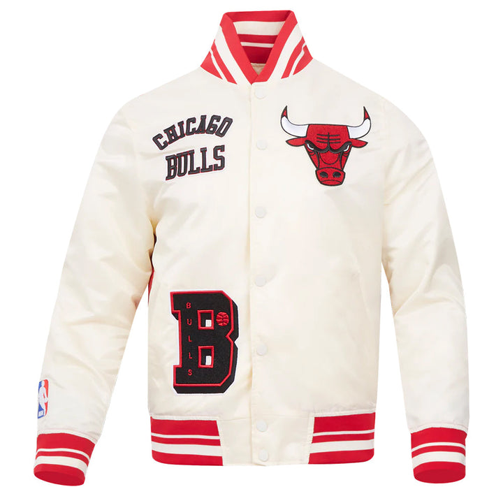 NBA CHICAGO BULLS SUBLIMATED MEN'S SATIN JACKET-WHITE