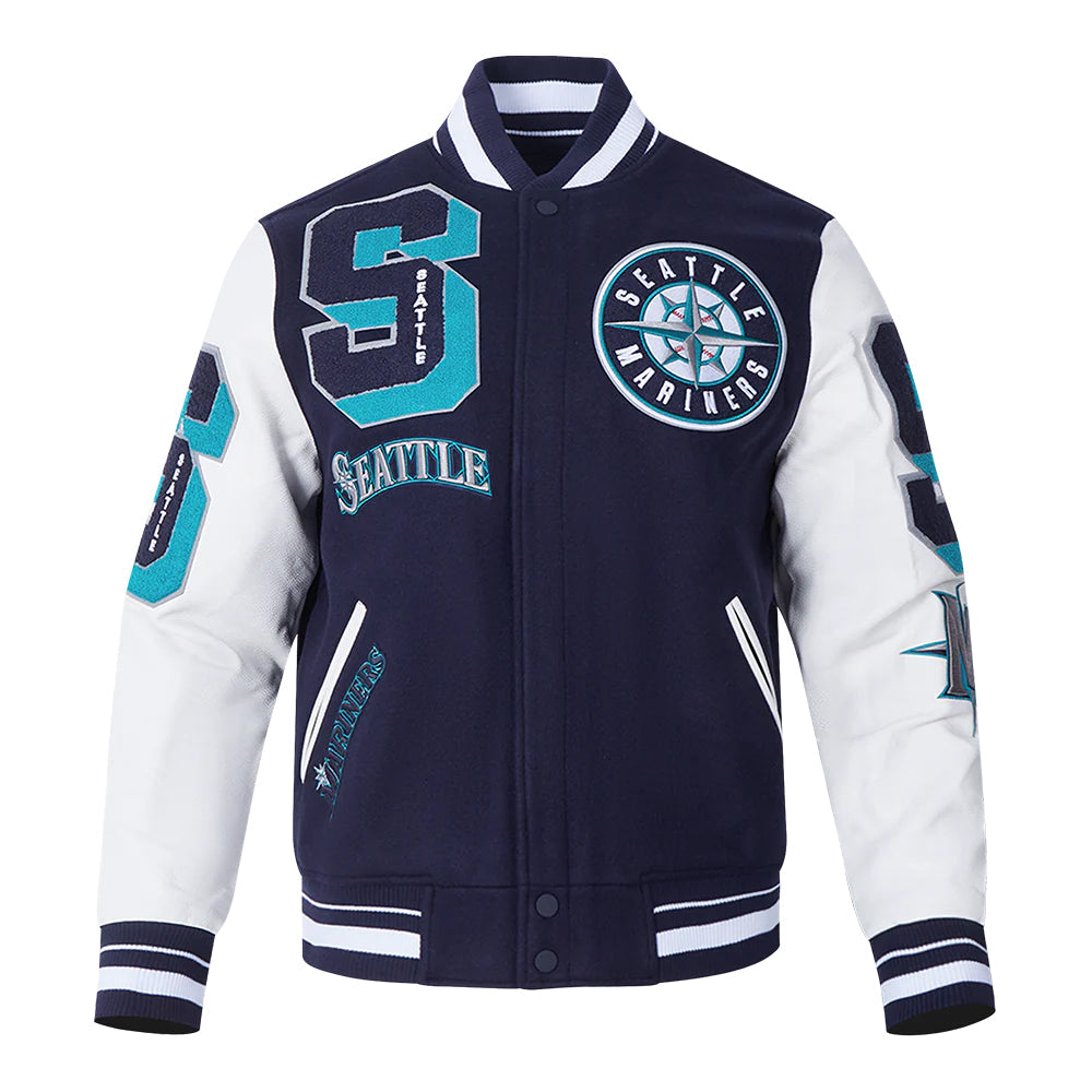 MLB SEATTLE MARINERS MASHUP MEN'S RIB WOOL VARSITY JACKET