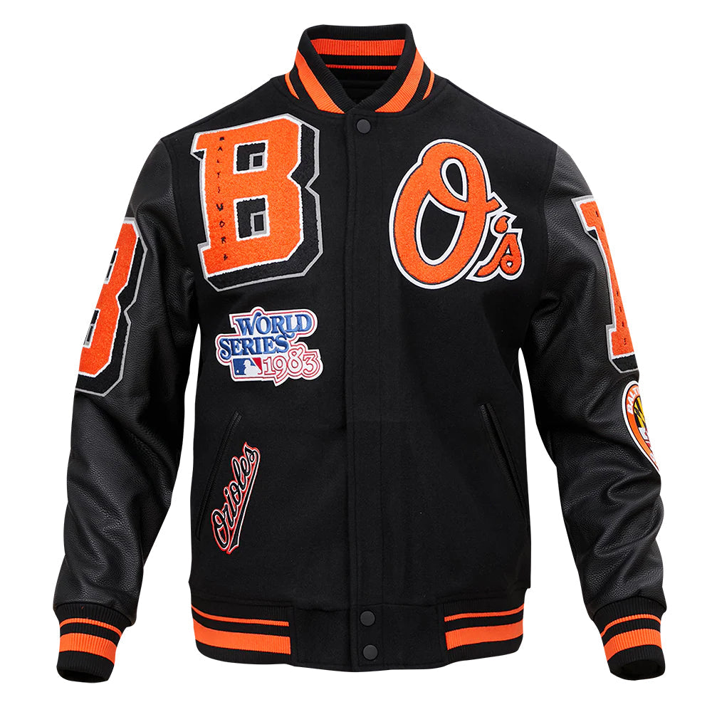 MLB BALTIMORE ORIOLES MASHUP MEN'S RIB WOOL VARSITY JACKET