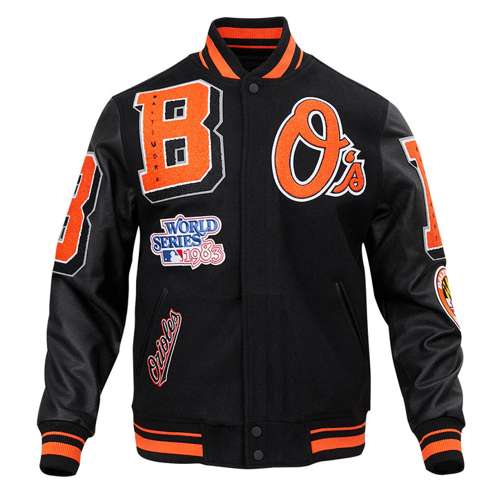 MLB BALTIMORE ORIOLES MASHUP MEN'S RIB WOOL VARSITY JACKET