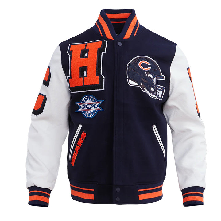 NFL CHICAGO BEARS MASHUP MEN'S RIB WOOL VARSITY JACKET