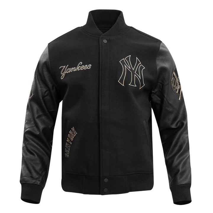 MLB NEW YORK YANKEES BLACK & GOLD MEN'S WOOL VARSITY JACKET