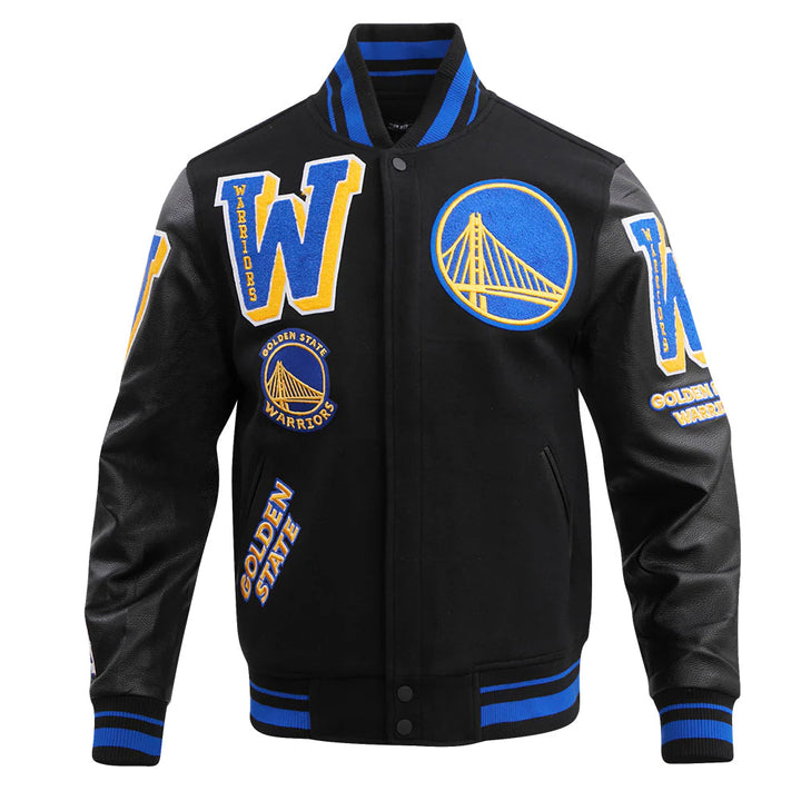 NBA GOLDEN STATE WARRIORS MASHUP MEN'S RIB WOOL VARSITY JACKET