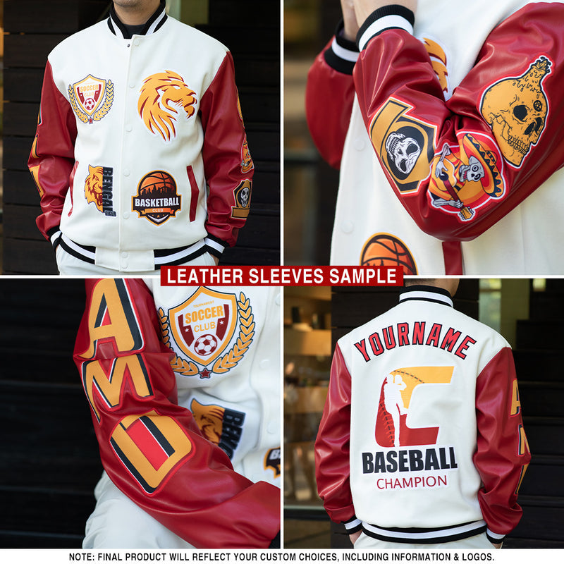 Custom Pink Light Blue White Bomber Full-Snap Varsity Letterman Two Tone Jacket