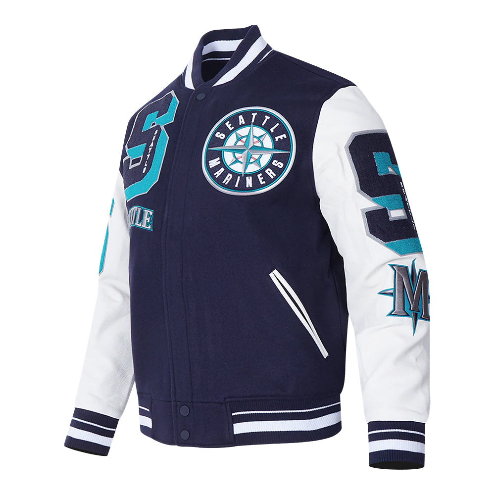 MLB SEATTLE MARINERS MASHUP MEN'S RIB WOOL VARSITY JACKET