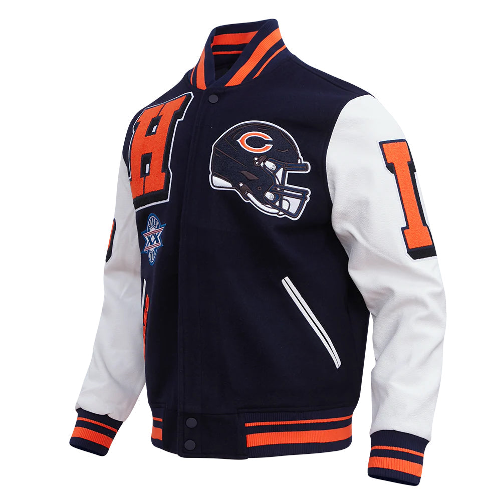NFL CHICAGO BEARS MASHUP MEN'S RIB WOOL VARSITY JACKET