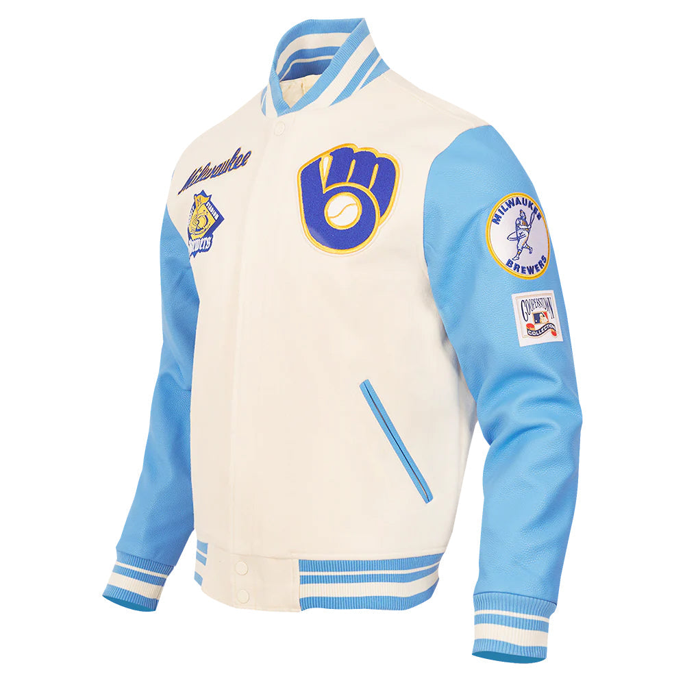 MLB MILWAUKEE BREWERS RETRO CLASSIC MEN'S RIB WOOL VARSITY JACKET