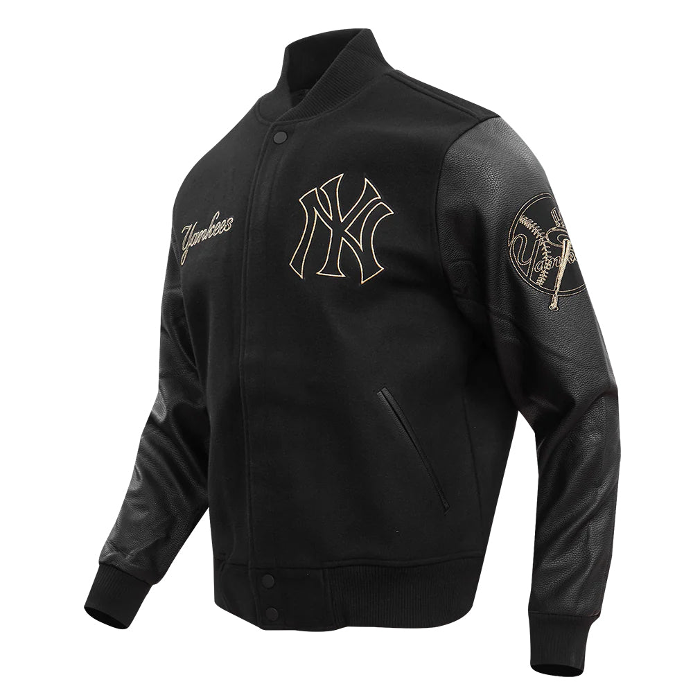 MLB NEW YORK YANKEES BLACK & GOLD MEN'S WOOL VARSITY JACKET