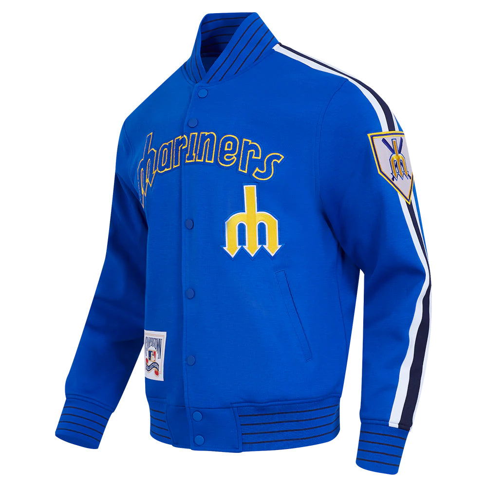 MLB SEATTLE MARINERS COOPERSTOWN LOGO PRO GAME DAY MEN'S DOUBLE KNIT JACKET
