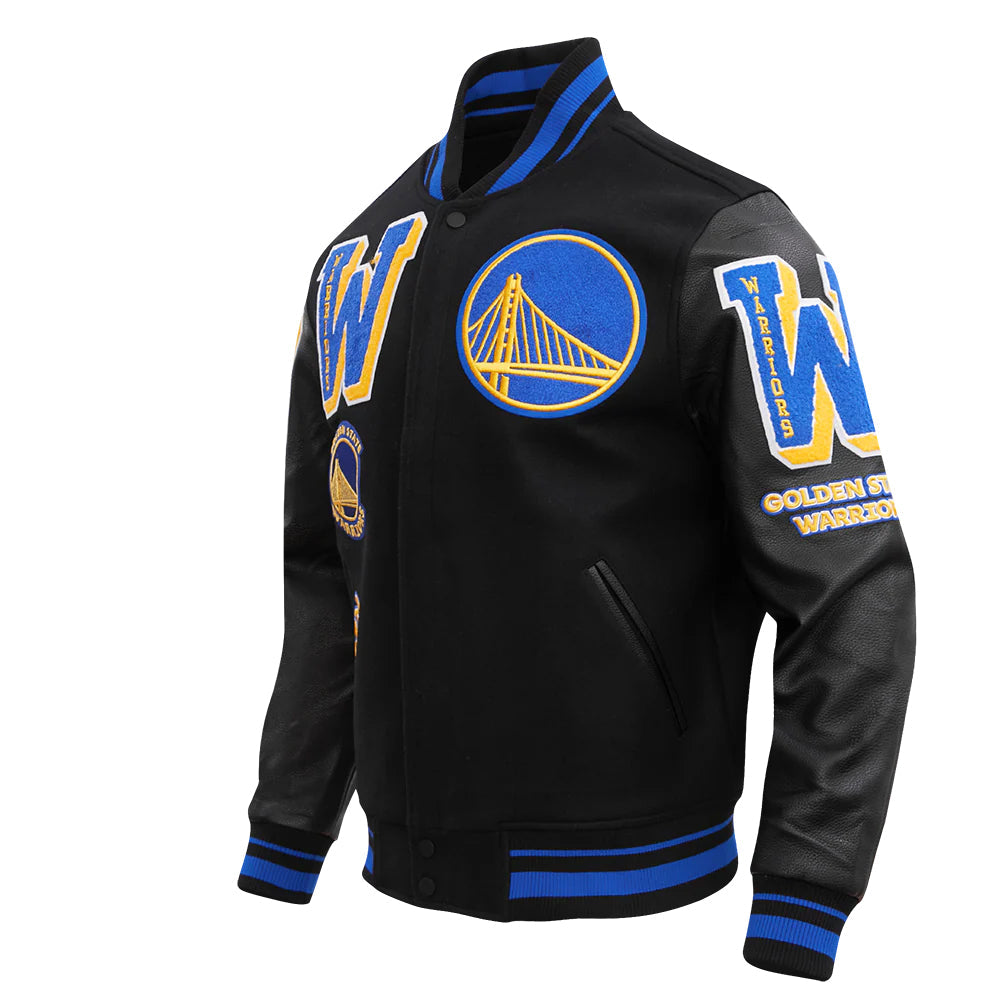 NBA GOLDEN STATE WARRIORS MASHUP MEN'S RIB WOOL VARSITY JACKET