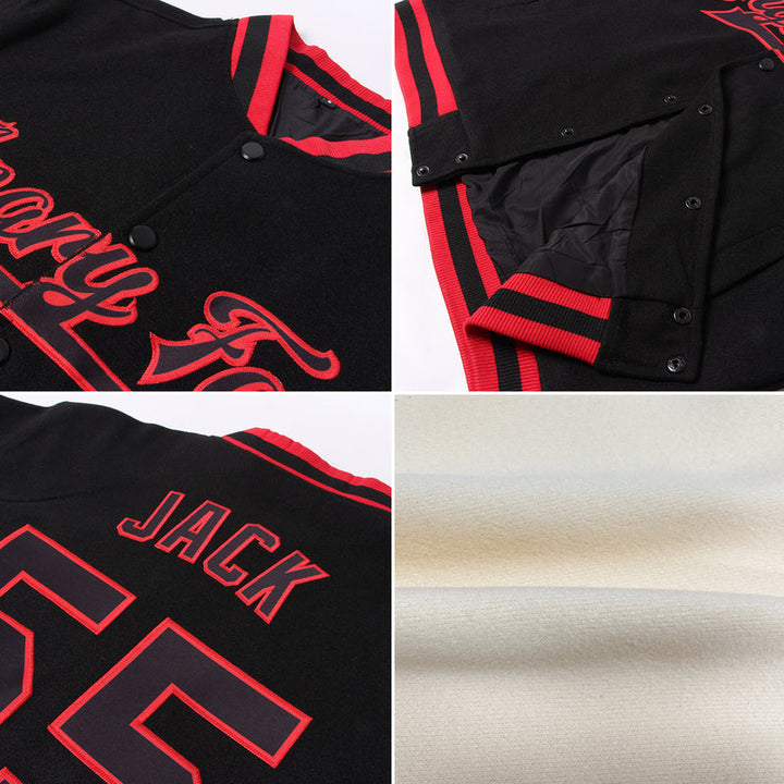 Custom Brown Black-Old Gold Leopard 3D Pattern Design Bomber Full-Snap Varsity Letterman Jacket