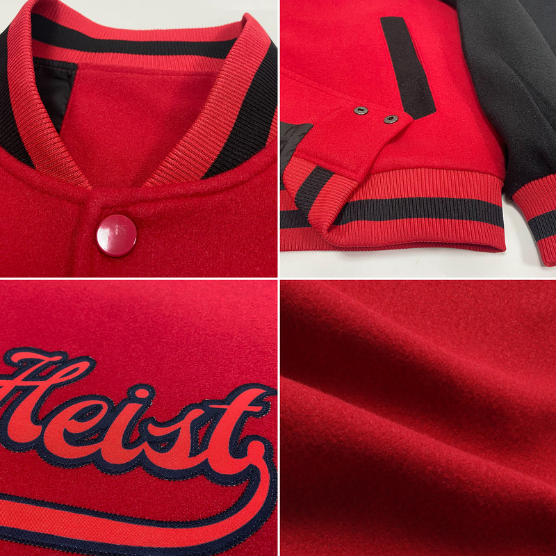 Custom Royal Black-White Bomber Full-Snap Varsity Letterman Two Tone Hoodie Jacket