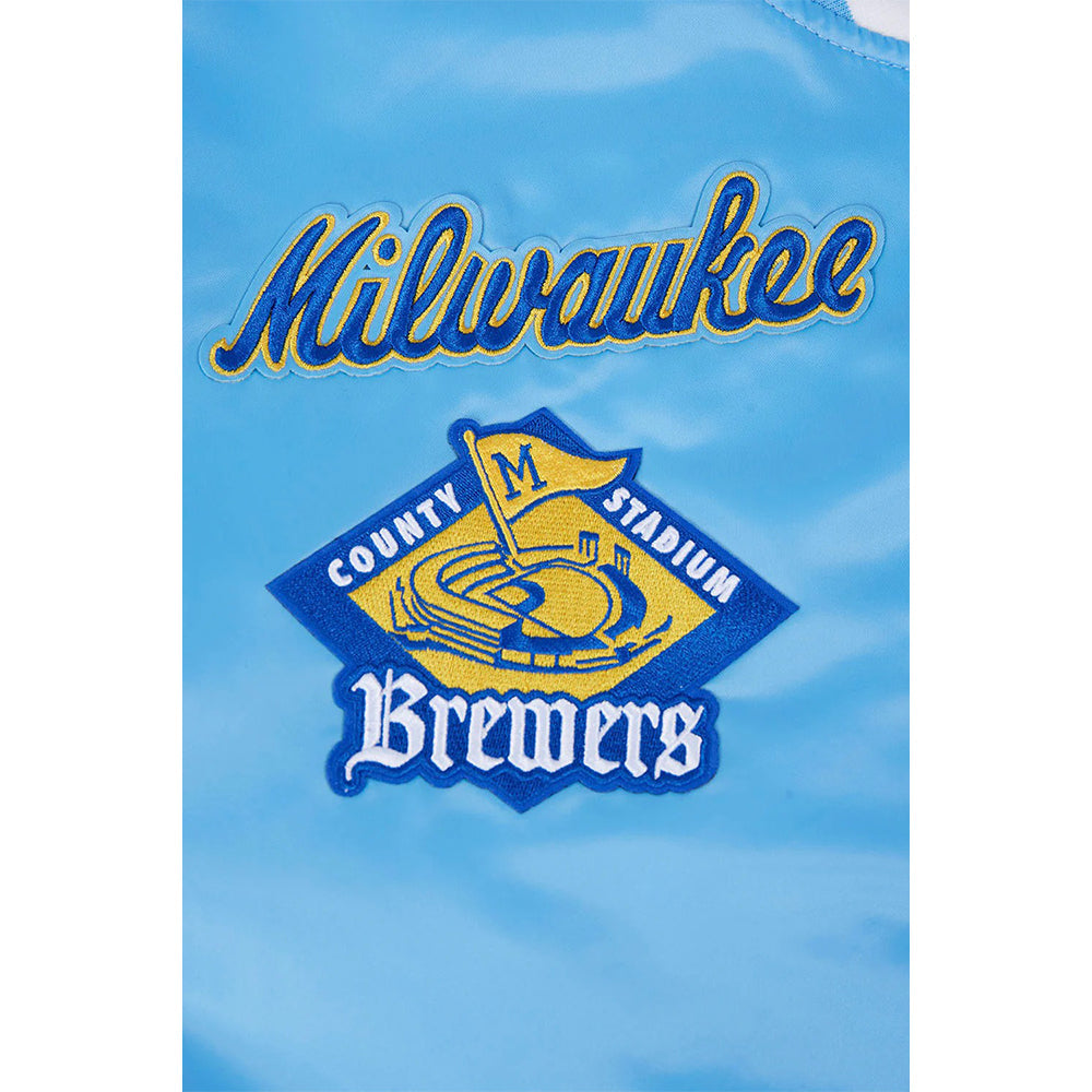 MLB MILWAUKEE BREWERS RETRO CLASSIC MEN'S RIB SATIN JACKET