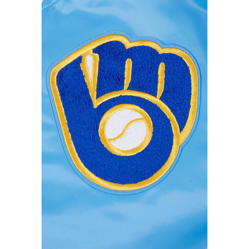 MLB MILWAUKEE BREWERS RETRO CLASSIC MEN'S RIB SATIN JACKET