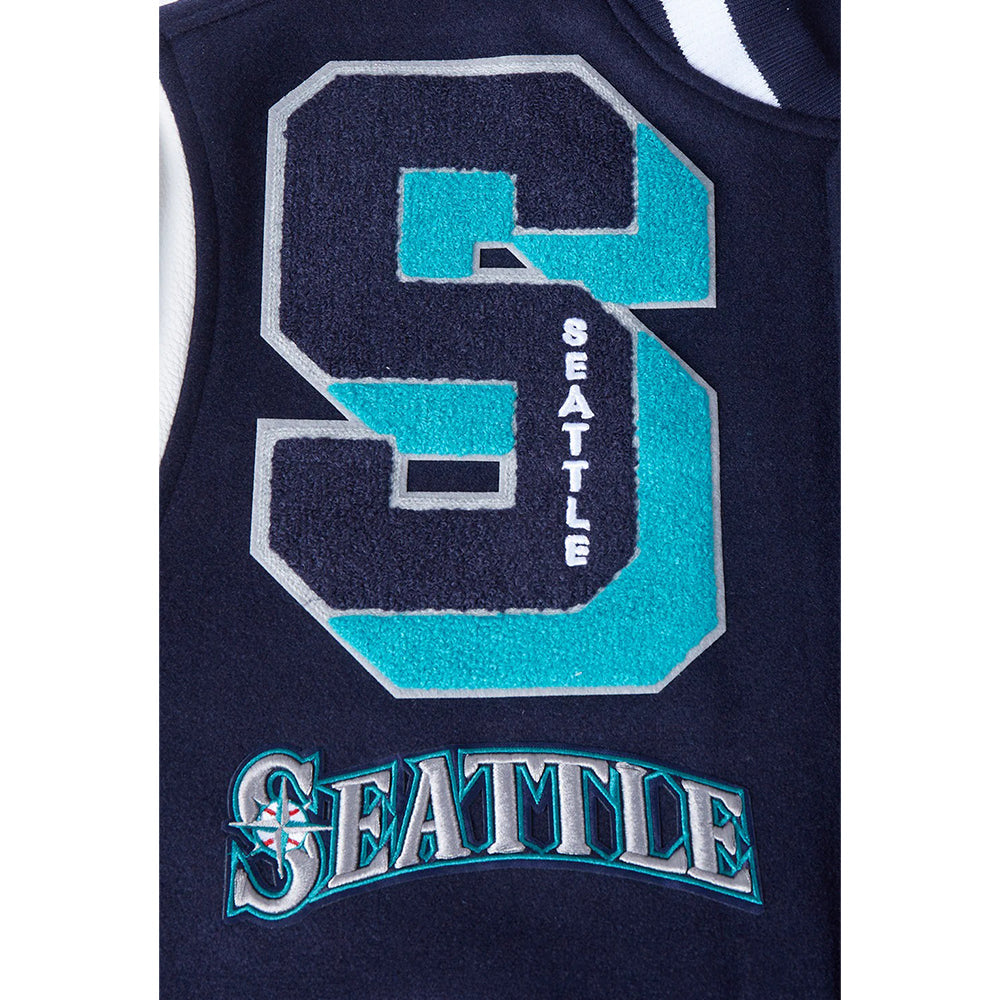 MLB SEATTLE MARINERS MASHUP MEN'S RIB WOOL VARSITY JACKET