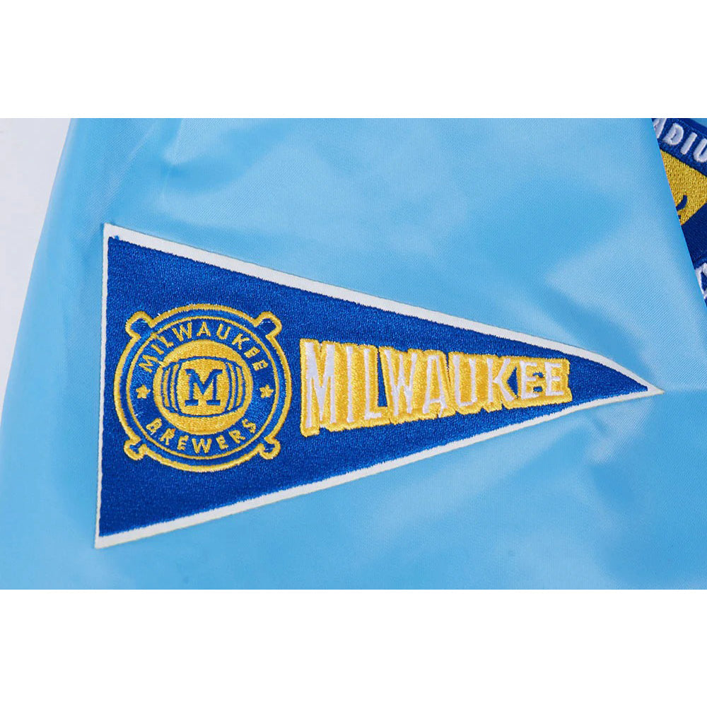 MLB MILWAUKEE BREWERS RETRO CLASSIC MEN'S RIB SATIN JACKET