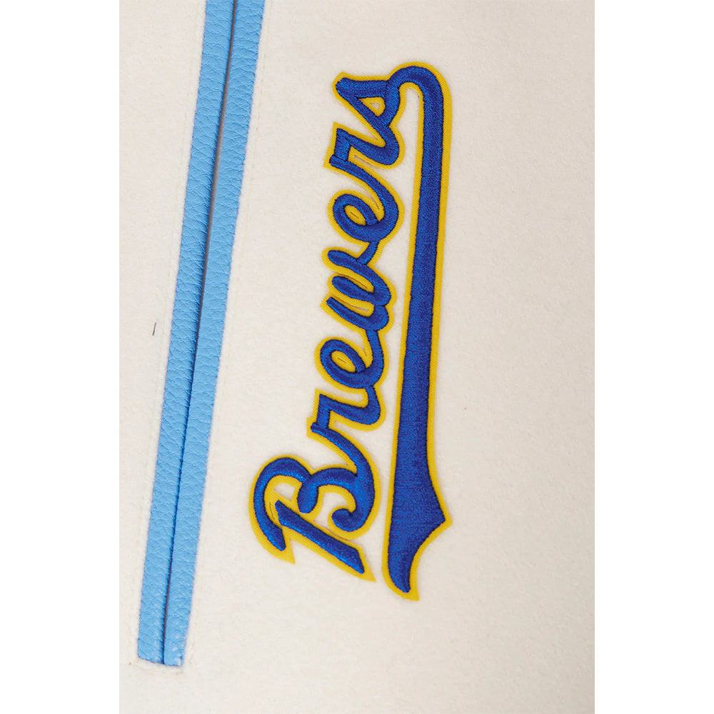 MLB MILWAUKEE BREWERS RETRO CLASSIC MEN'S RIB WOOL VARSITY JACKET