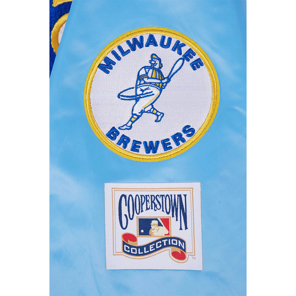 MLB MILWAUKEE BREWERS RETRO CLASSIC MEN'S RIB SATIN JACKET