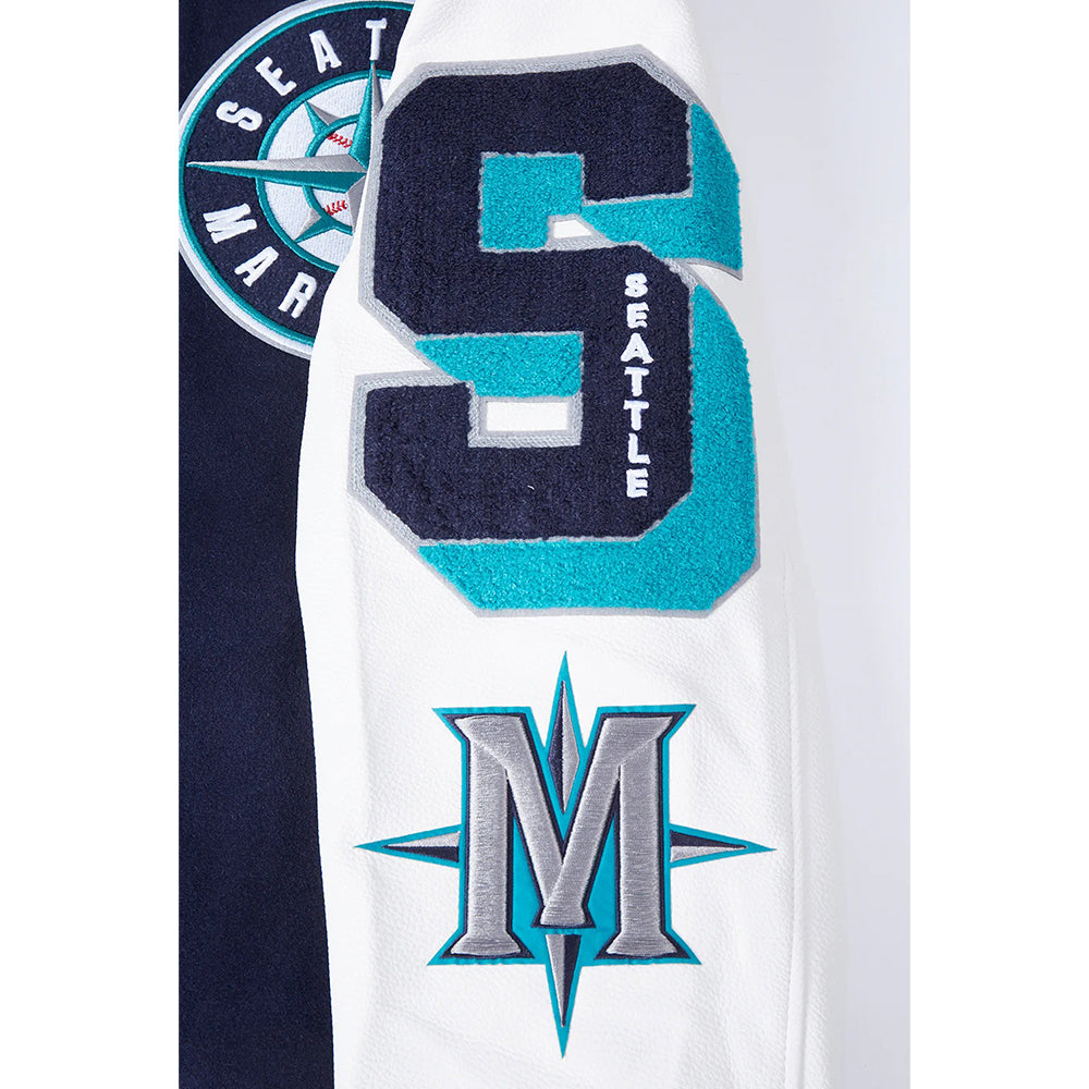 MLB SEATTLE MARINERS MASHUP MEN'S RIB WOOL VARSITY JACKET