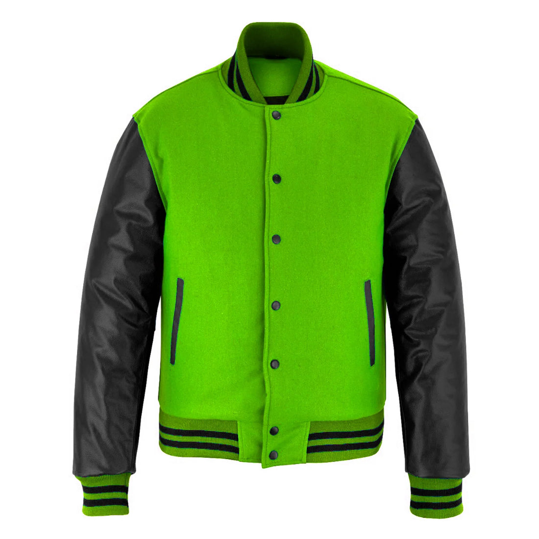 Classic Varsity Letterman Jacket Royal Wool with White Genuine Leather Sleeves and trims