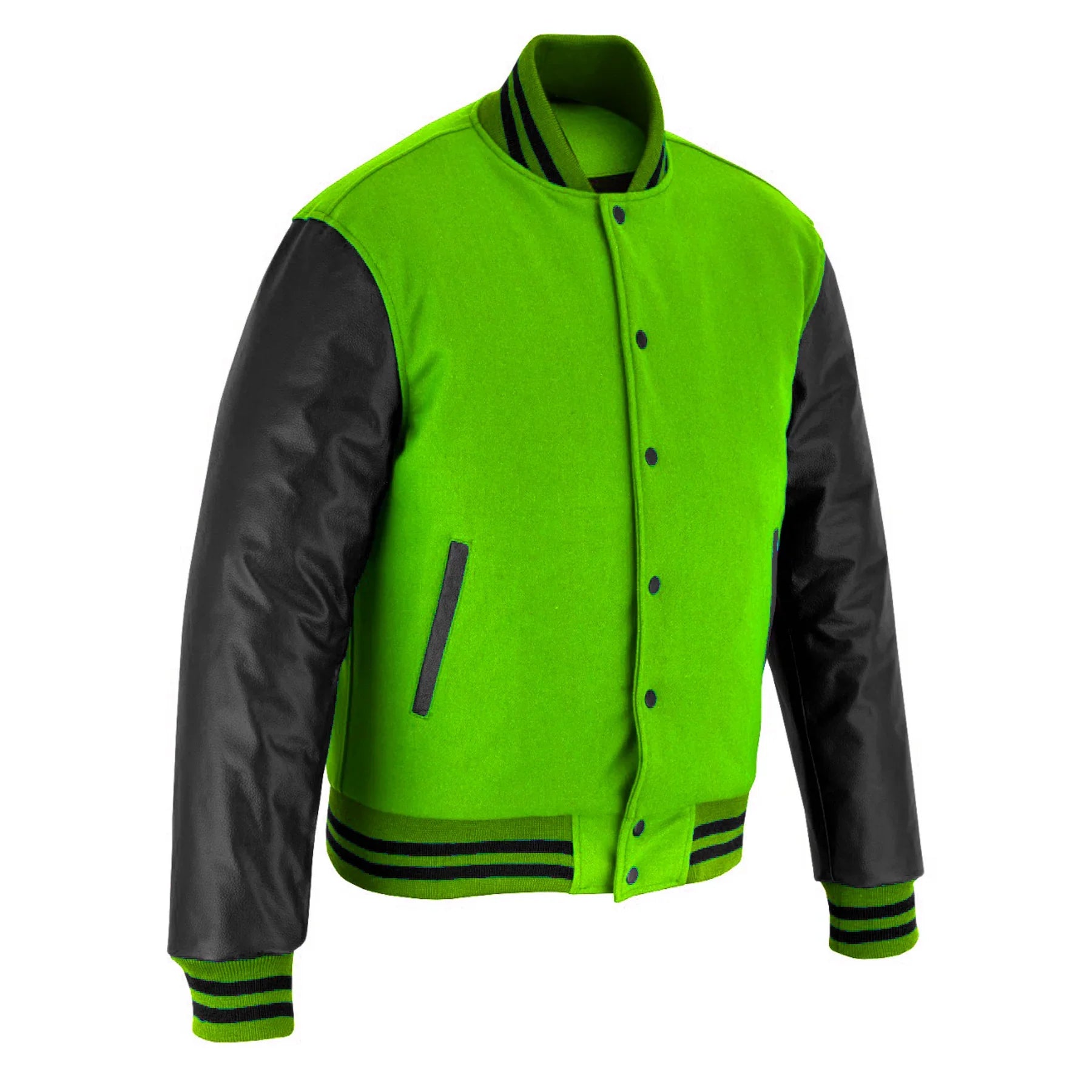 Classic Varsity Letterman Jacket Royal Wool with White Genuine Leather Sleeves and trims