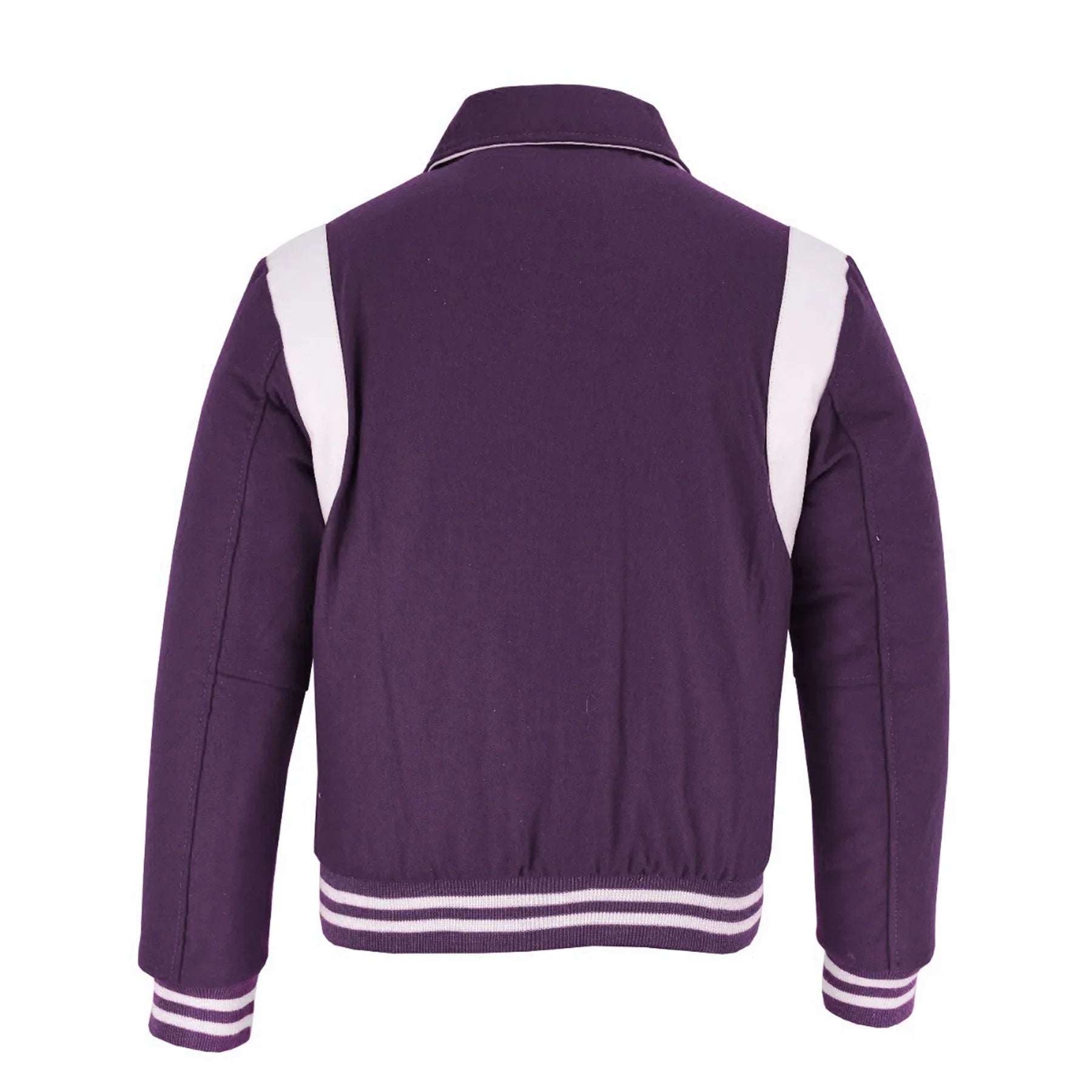Classic Varisty Letterman Baseball College jacket Purple Wool with White Single Leather Strip