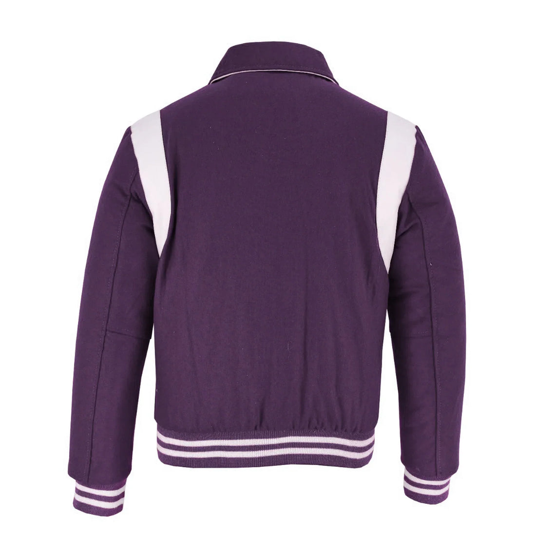 Classic Varisty Letterman Baseball College jacket Purple Wool with White Single Leather Strip