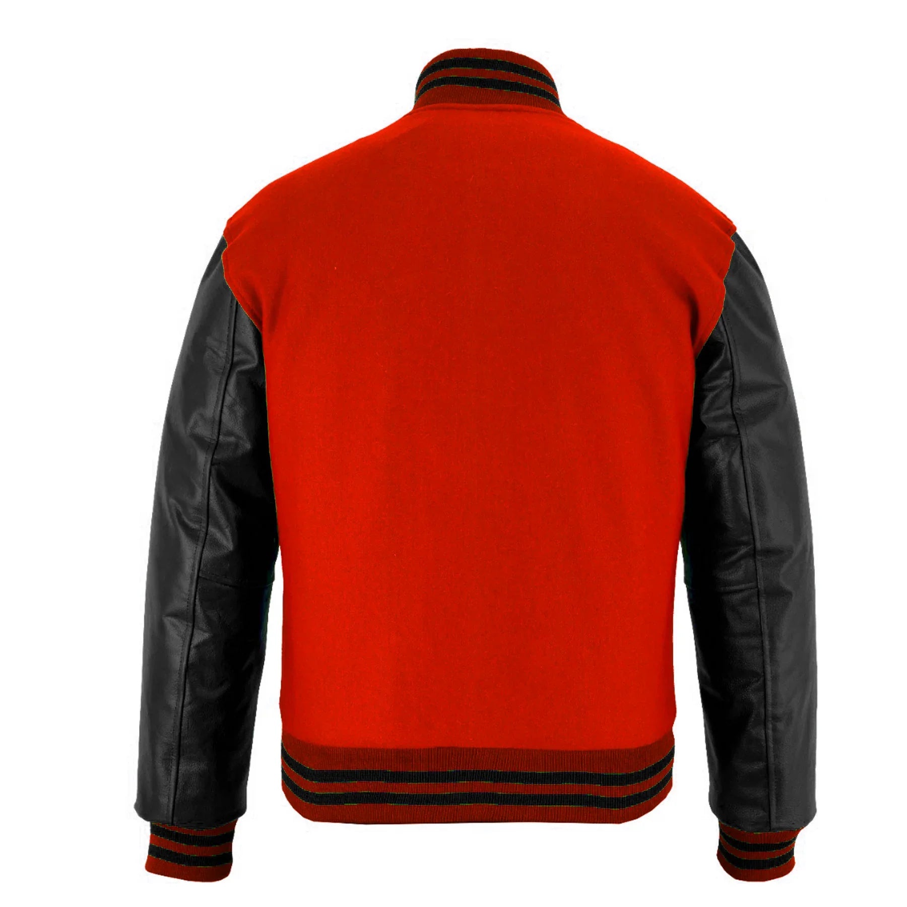 Classic Varsity Letterman Jacket Red wool with Black Genuine Leather Sleeves