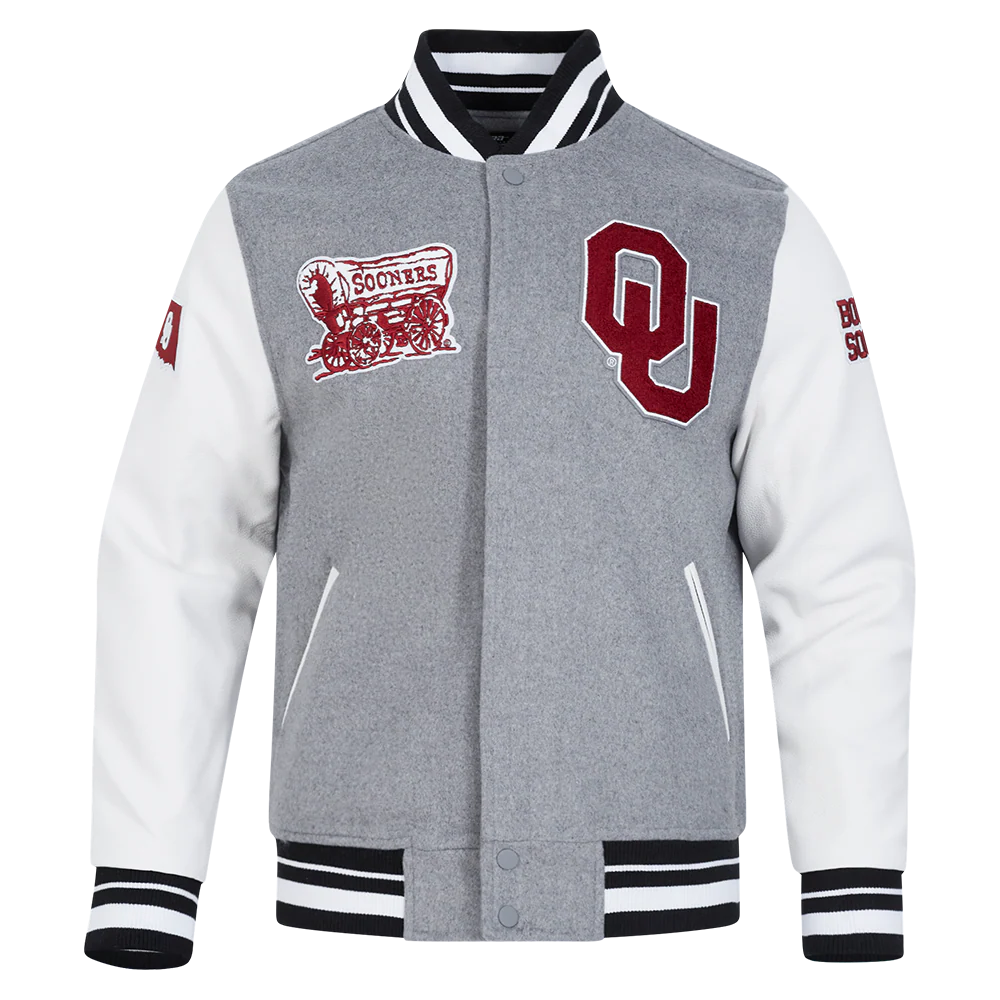 UNIVERSITY OF OKLAHOMA CLASSIC RIB WOOL VARSITY JACKET