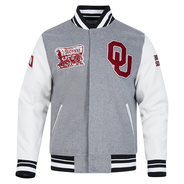UNIVERSITY OF OKLAHOMA CLASSIC RIB WOOL VARSITY JACKET