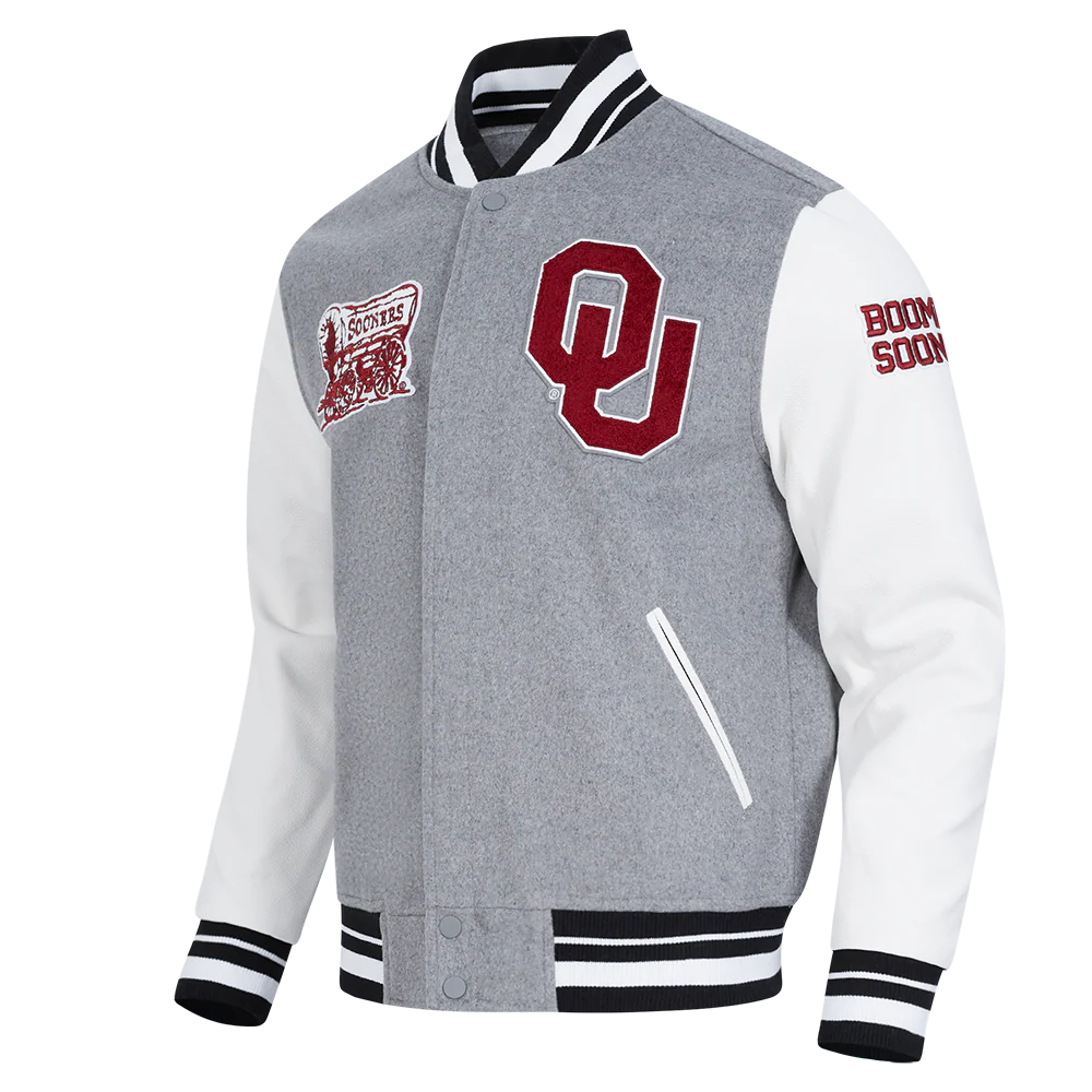 UNIVERSITY OF OKLAHOMA CLASSIC RIB WOOL VARSITY JACKET