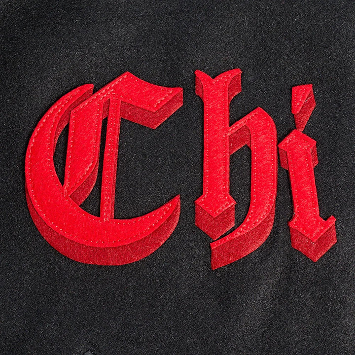 NBA CHICAGO BULLS OLD ENGLISH MEN'S RIB WOOL VARSITY JACKET