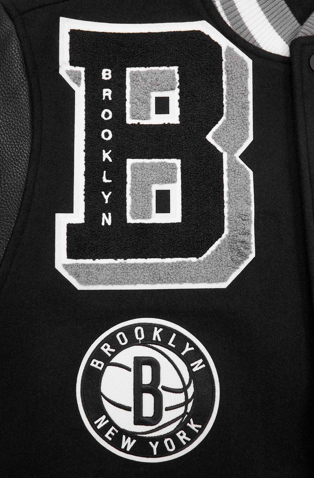NBA BROOKLYN NETS MASHUP MEN'S RIB WOOL VARSITY JACKET
