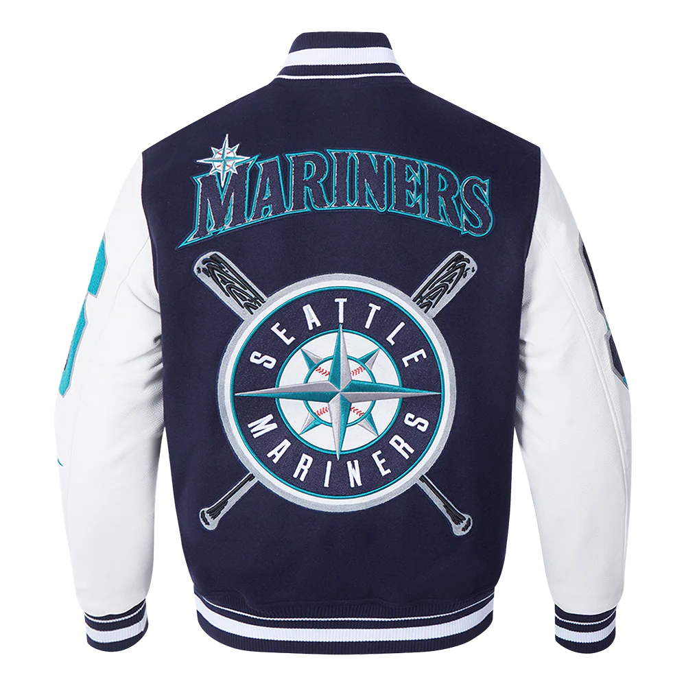 MLB SEATTLE MARINERS MASHUP MEN'S RIB WOOL VARSITY JACKET