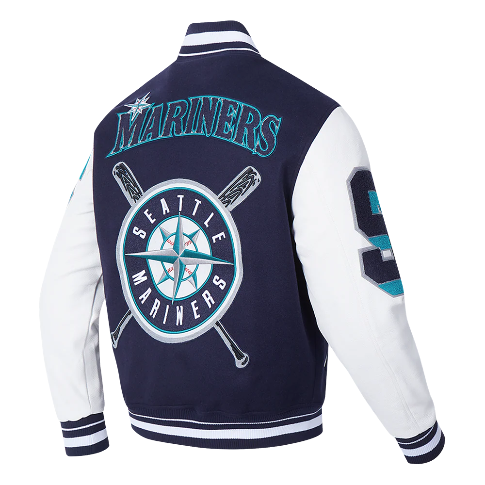 MLB SEATTLE MARINERS MASHUP MEN'S RIB WOOL VARSITY JACKET