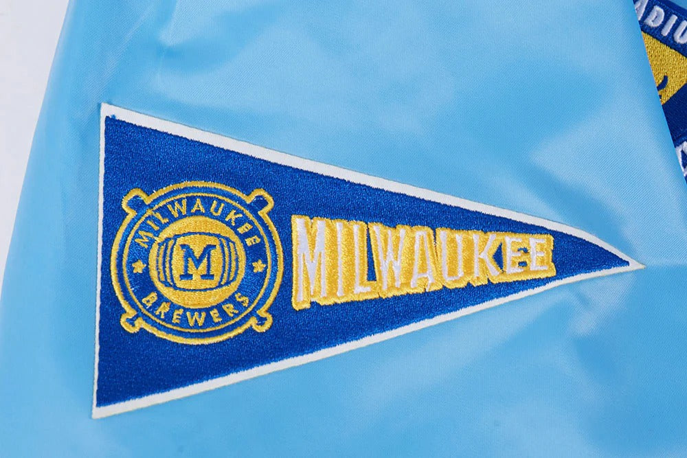 MLB MILWAUKEE BREWERS RETRO CLASSIC MEN'S RIB SATIN JACKET