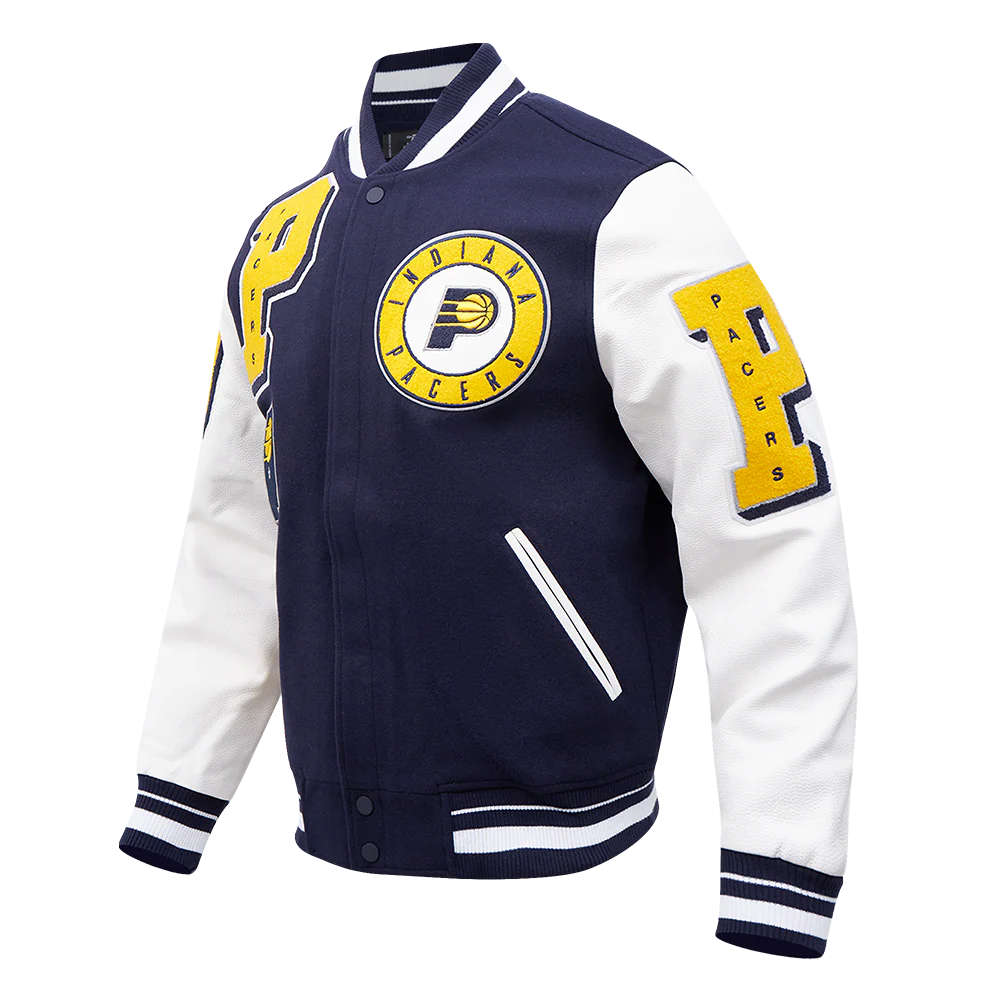 NBA INDIANA PACERS MASHUP MEN'S RIB WOOL VARSITY JACKET