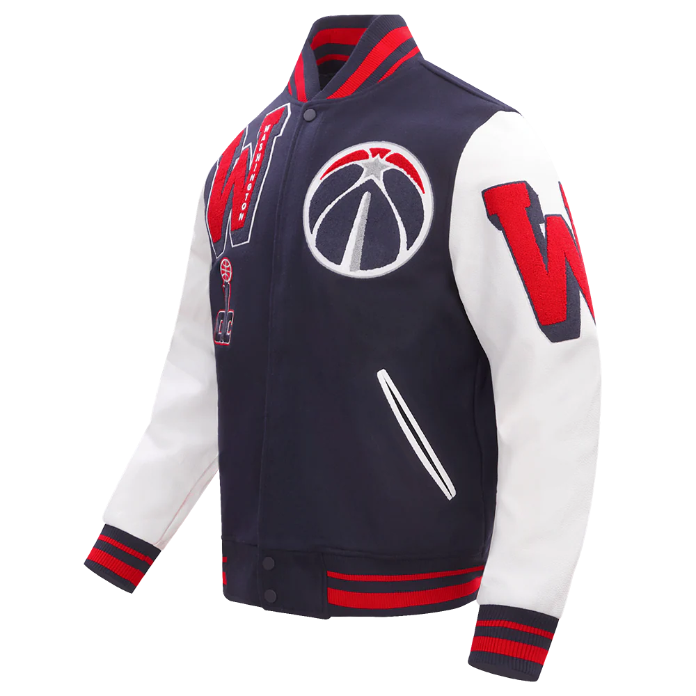 NBA WASHINGTON WIZARDS MASHUP MEN'S RIB WOOL VARSITY JACKET