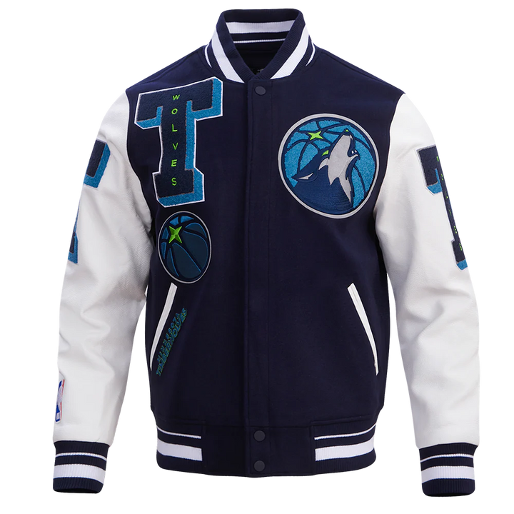 NBA MINNESOTA TIMBERWOLVES MASHUP MEN'S RIB WOOL VARSITY JACKET
