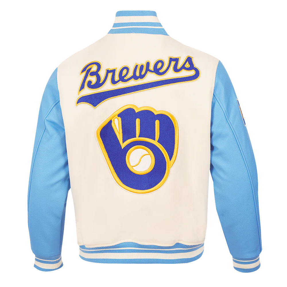 MLB MILWAUKEE BREWERS RETRO CLASSIC MEN'S RIB WOOL VARSITY JACKET