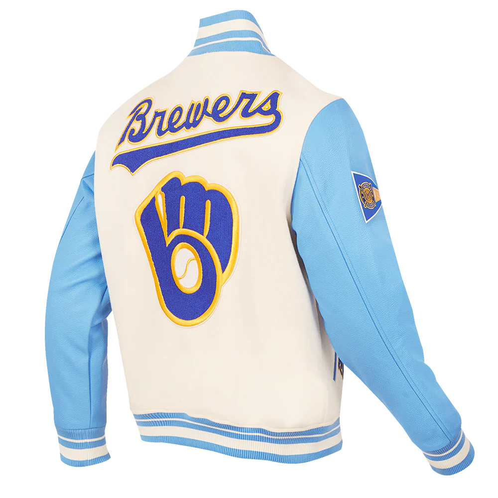 MLB MILWAUKEE BREWERS RETRO CLASSIC MEN'S RIB WOOL VARSITY JACKET