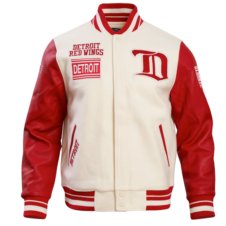 NHL DETROIT RED WINGS RETRO CLASSIC MEN'S RIB WOOL VARSITY JACKET