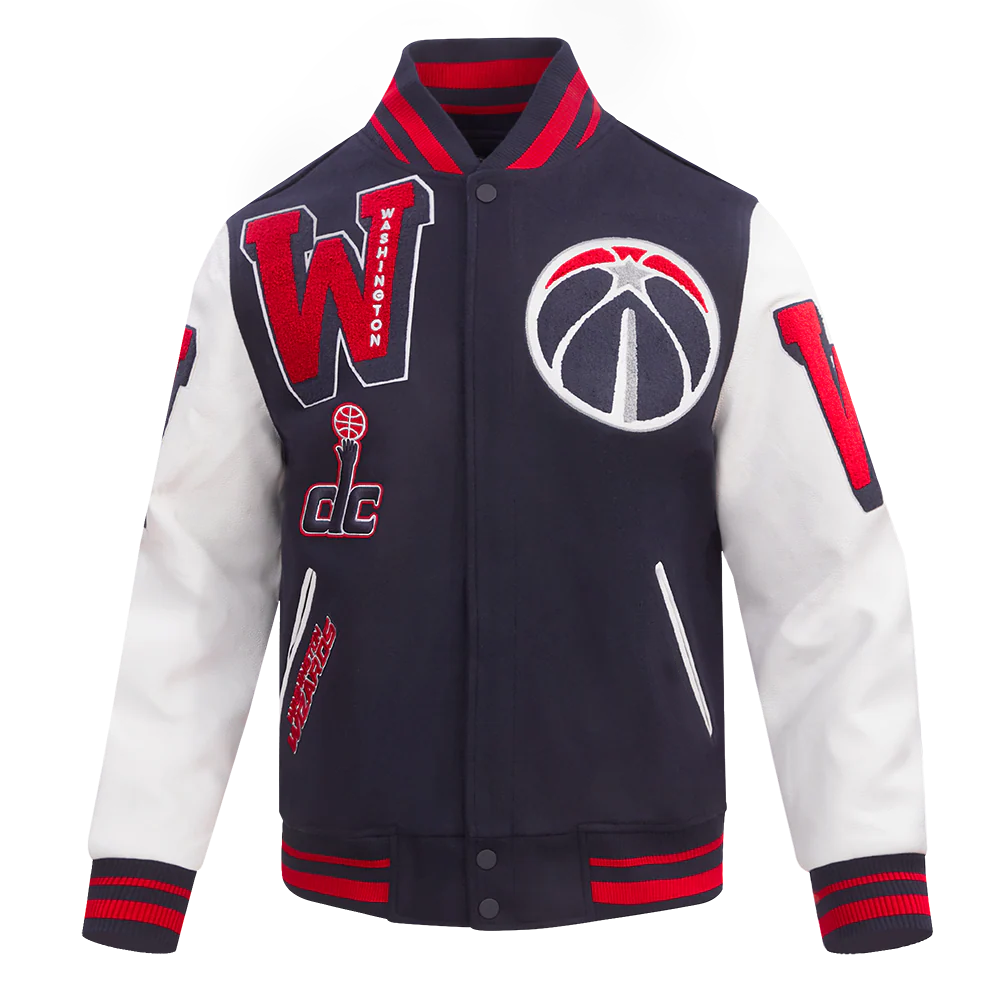 NBA WASHINGTON WIZARDS MASHUP MEN'S RIB WOOL VARSITY JACKET