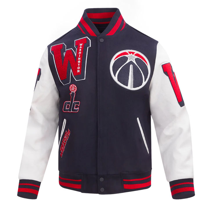 NBA WASHINGTON WIZARDS MASHUP MEN'S RIB WOOL VARSITY JACKET